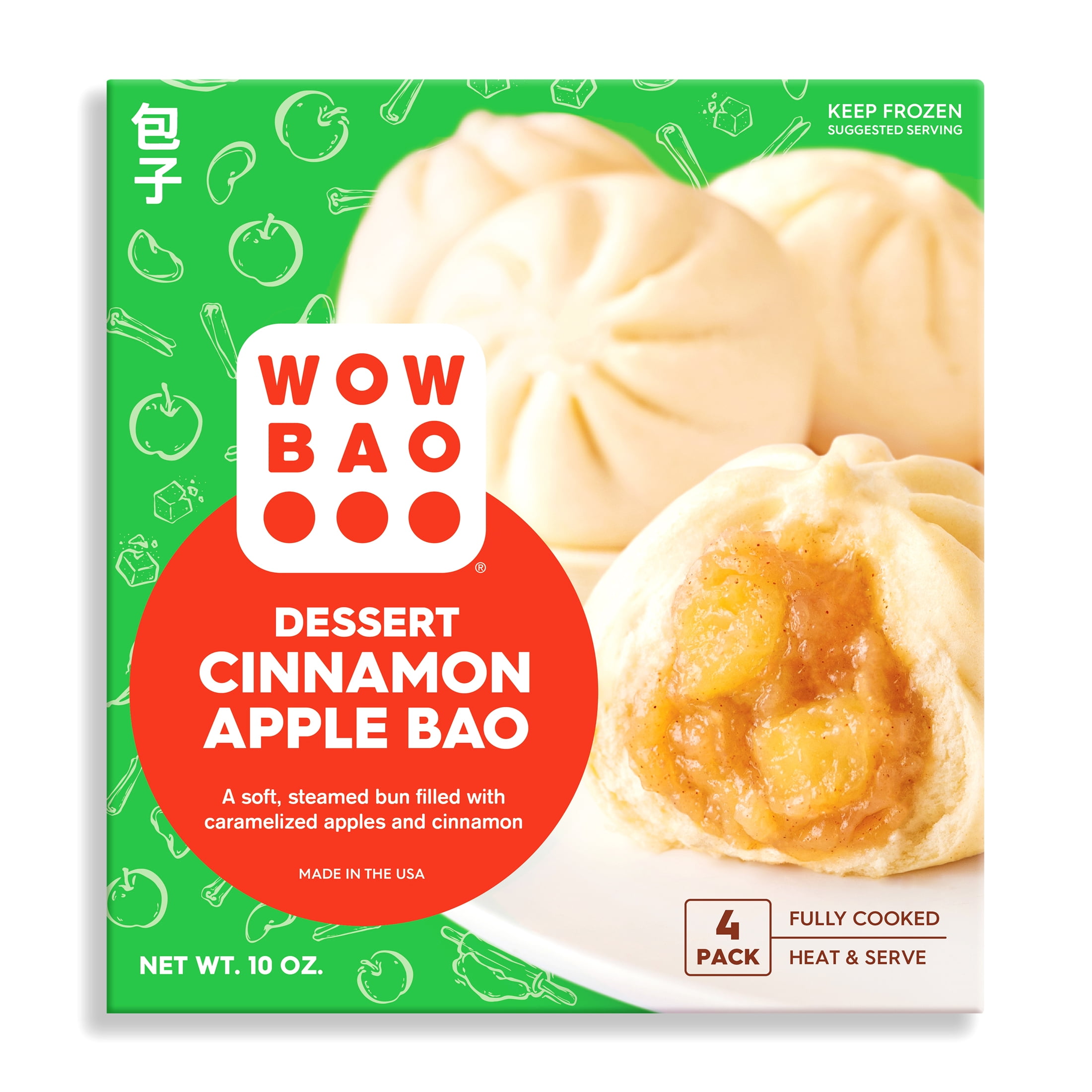 Wow Bao Apple Cinnamon Dessert Bao, 4 Count, Frozen