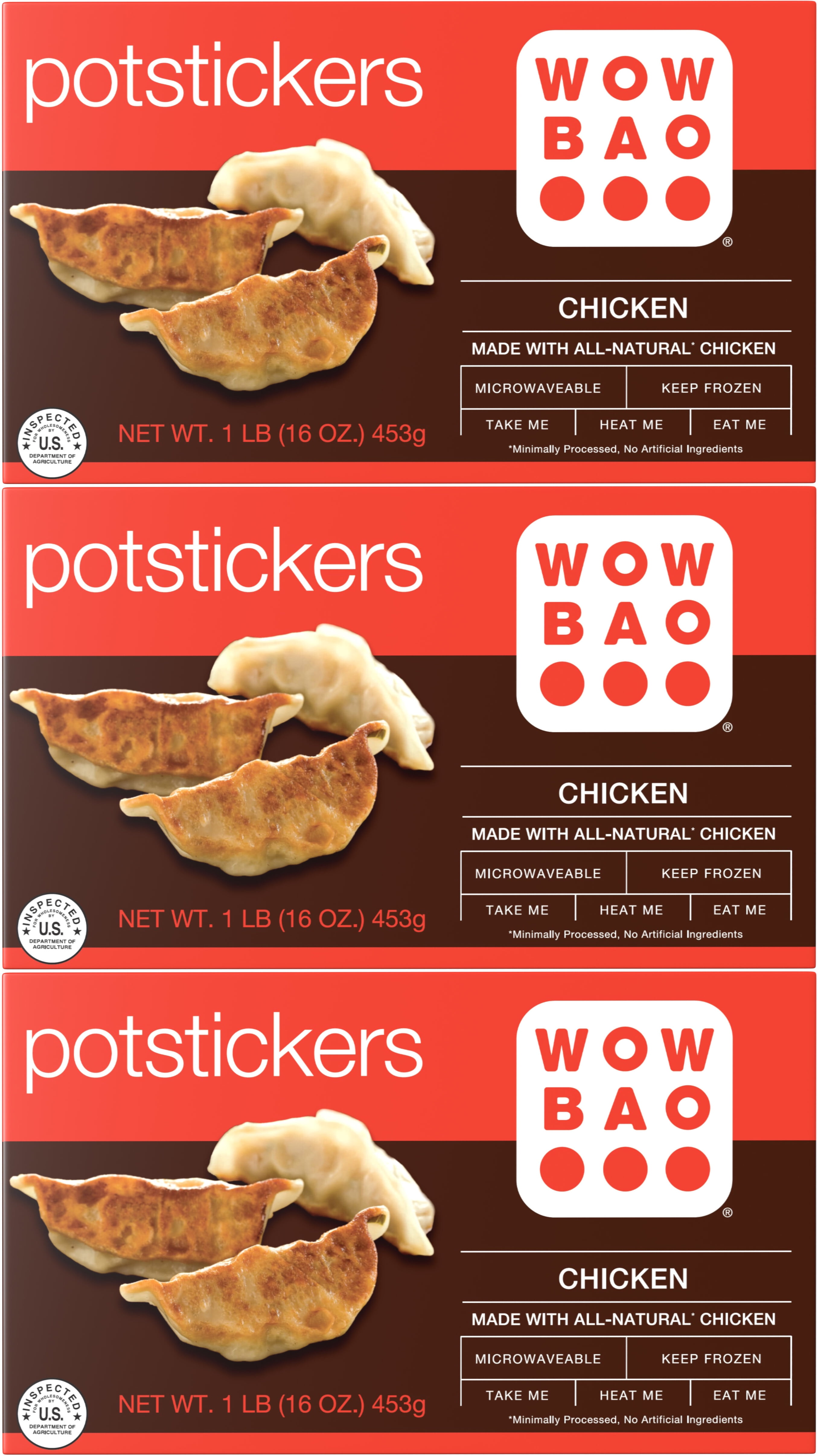 Wow Bao® Ginger Chicken Potsticker Box, 16 oz, 3 Pack (Frozen
