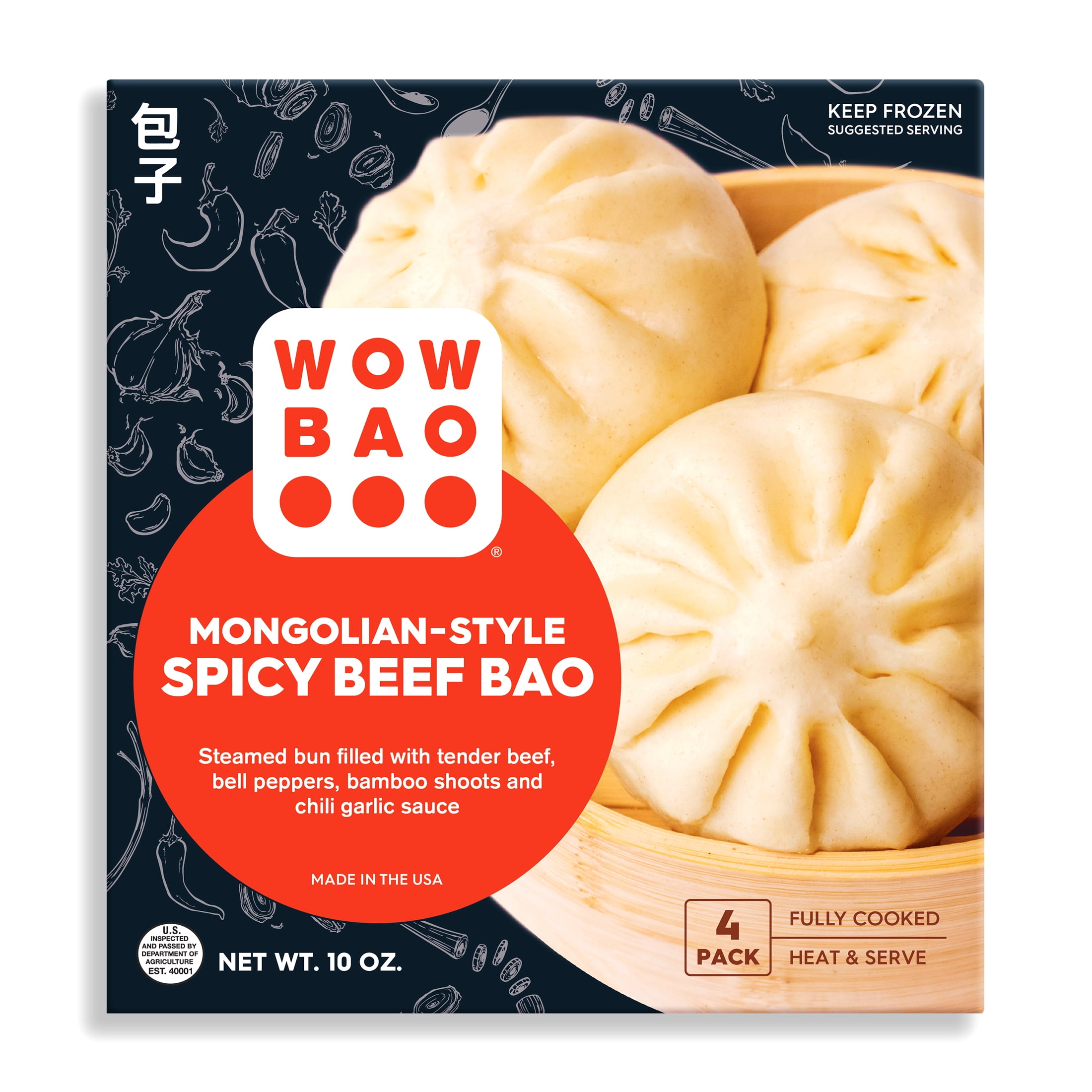 Wow Bao Mongolian-Style Beef Bao, 4 Pack, Frozen