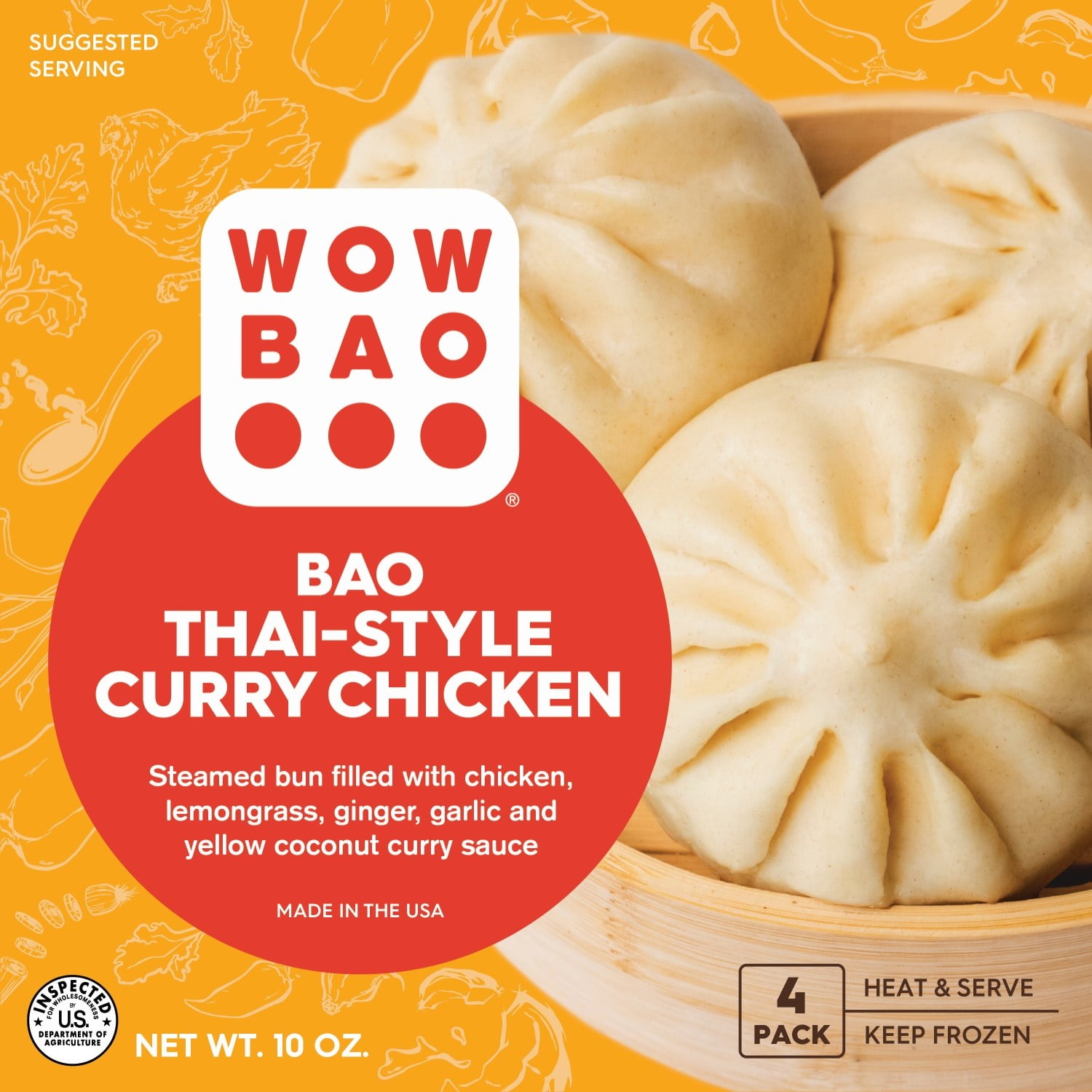 Wow Bao ThaiStyle Curry Chicken Bao, 4 Pack