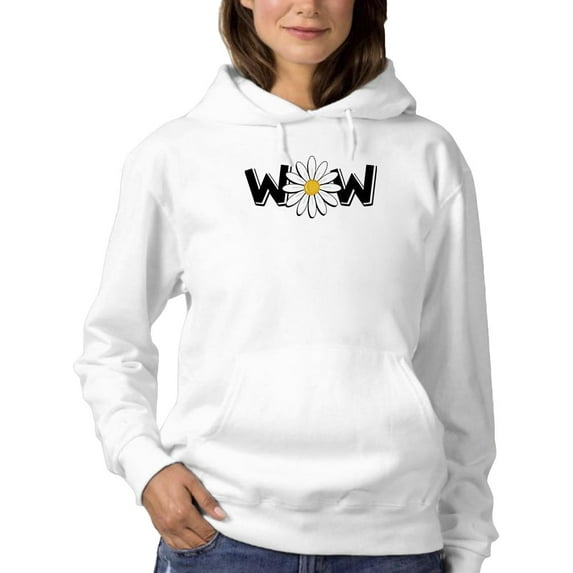 Wow Daisy Banner. Hoodie Women -Image by Shutterstock, Female Small