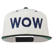 Wow Embroidered Snapback Cap - Natural Black OSFM