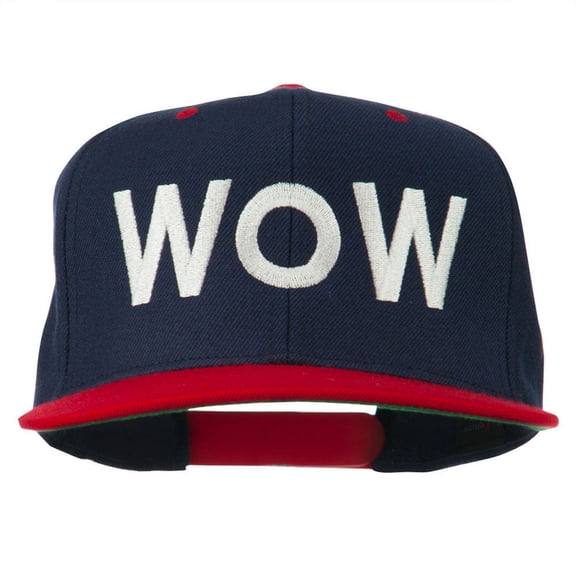 Wow Embroidered Snapback Cap - Navy Red OSFM
