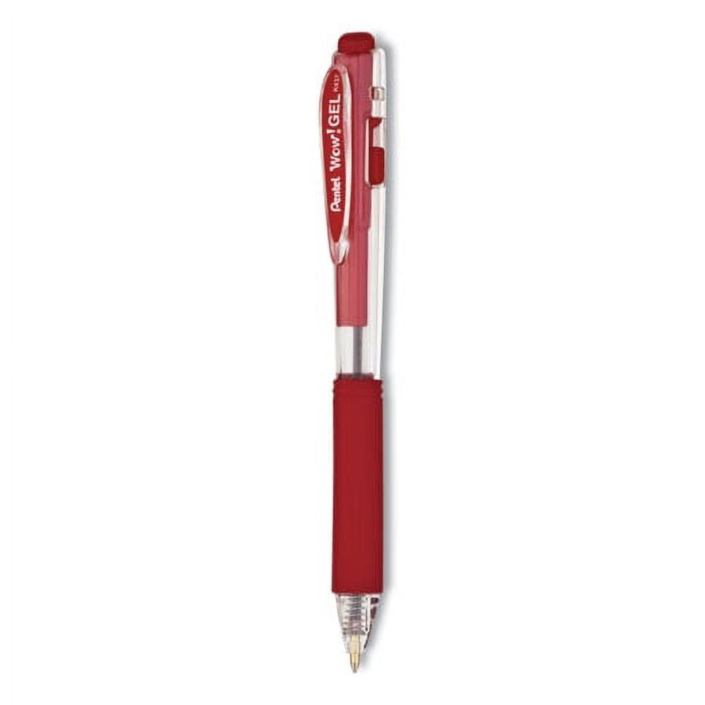 Wow! Gel Pen, Retractable, Medium 0.7 Mm, Red Ink, Clear/red Barrel, Dozen | Bundle of 10 Dozen