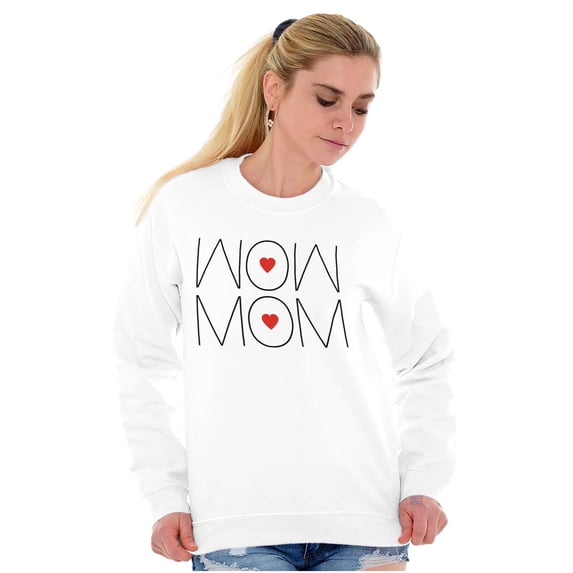 Wow Mom Cute Mothers Day Hearts Women Crewneck Sweatshirt Brisco Brands M