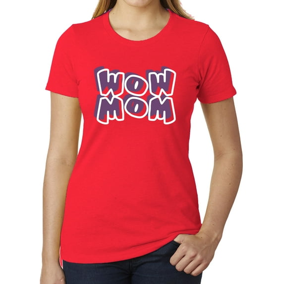 Wow Mom Graphic T-shirts, Ladies Funny T-shirts, Cute Mom Shirts. - Heather Red MH200WMOM S9 3XL