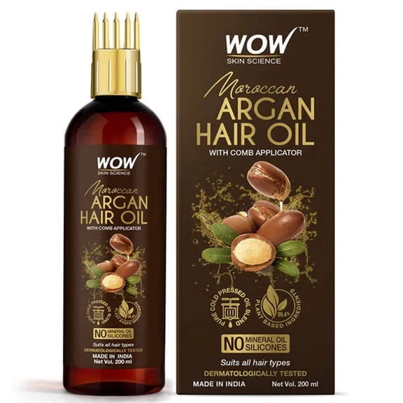 Wow Skin Science Moroccan Argan Hair Oil, 200ml With Comb