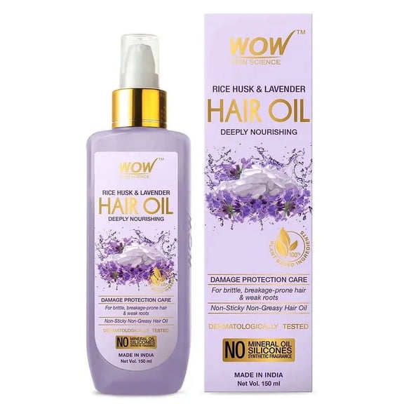 Wow Skin Science Rice Husk & Lavender Hair Oil, 150ml