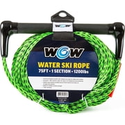WOW Sports 75 Towing Rope for Water Ski and Watersports, 1-Section Tow Rope with Rubber Handle