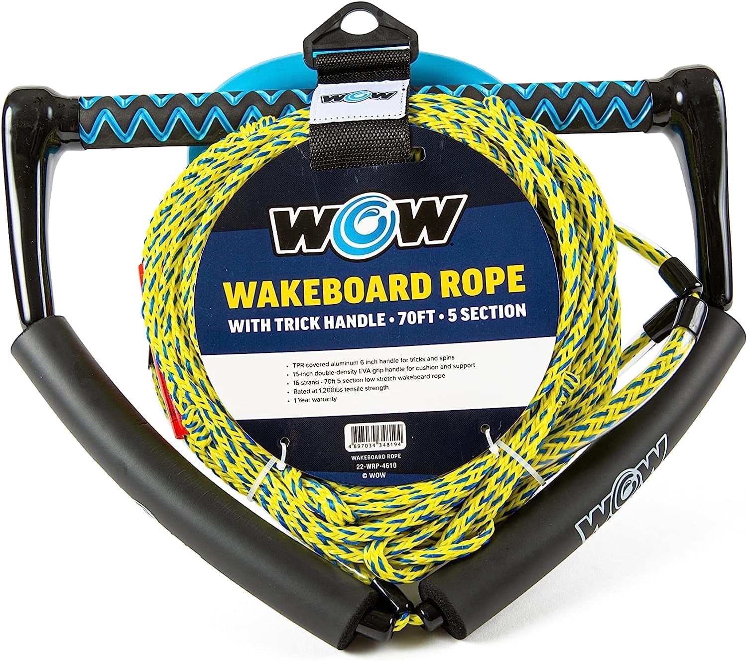 WOW Sports 70' Tow Rope for Wakeboard and Watersports, 70' Rope