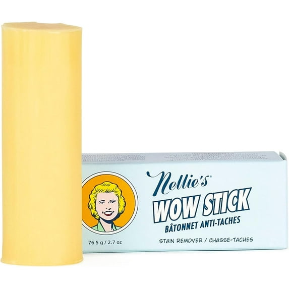 Nellie's Wow Stick - Stain Remover for Fabrics & Clothes - Cleans Grass, Makeup, Wine, Grease, Coffee, Blood for Laundry - Plant-Based (2.7 oz)