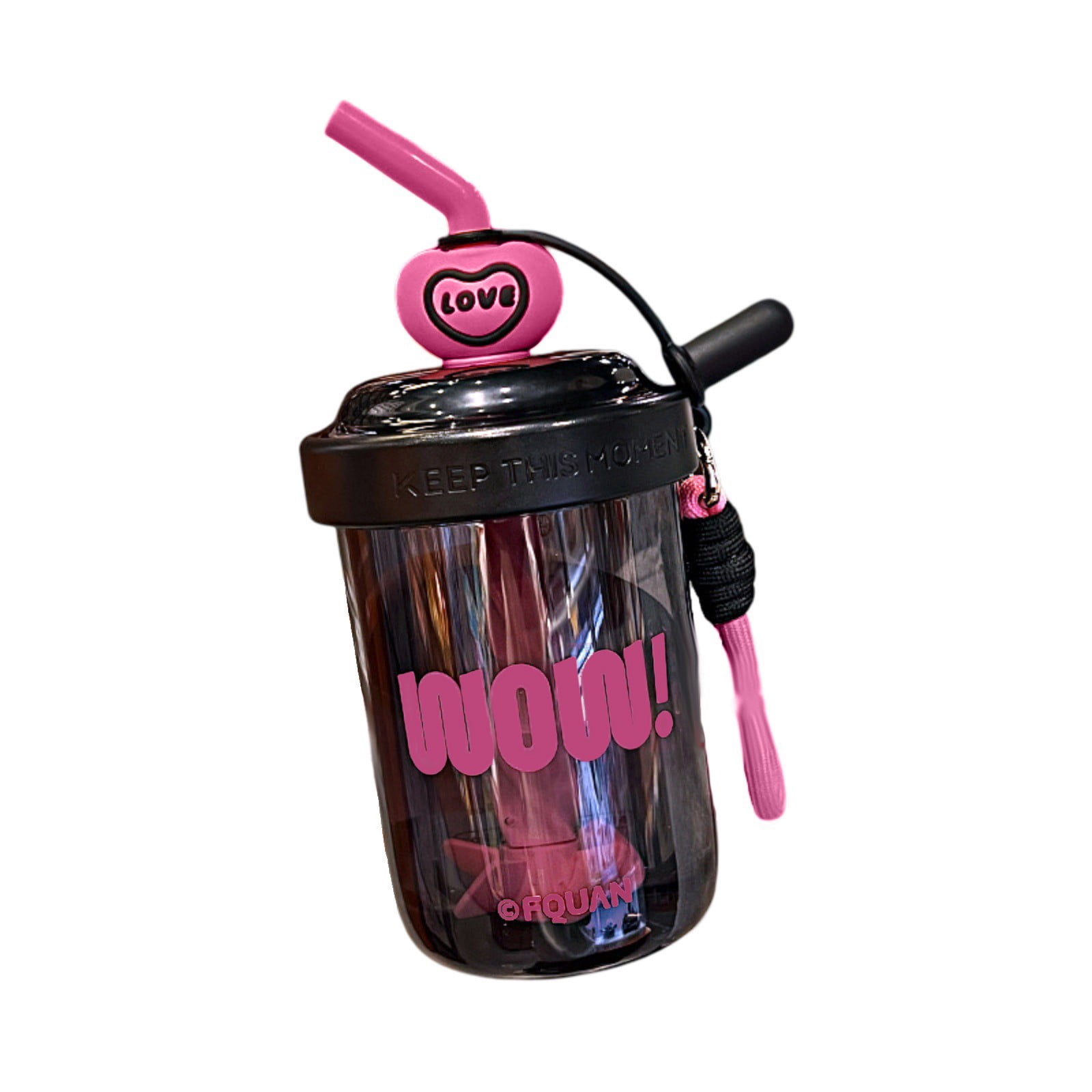 Wow Stirring Cup, High - Aesthetic Summer Water Bottle With Straw, Heat - Resistant Large - Capacity Cup For Girls, Students, Daily Use, Travel, 580Ml (Approx. 19.6 Fl Oz)