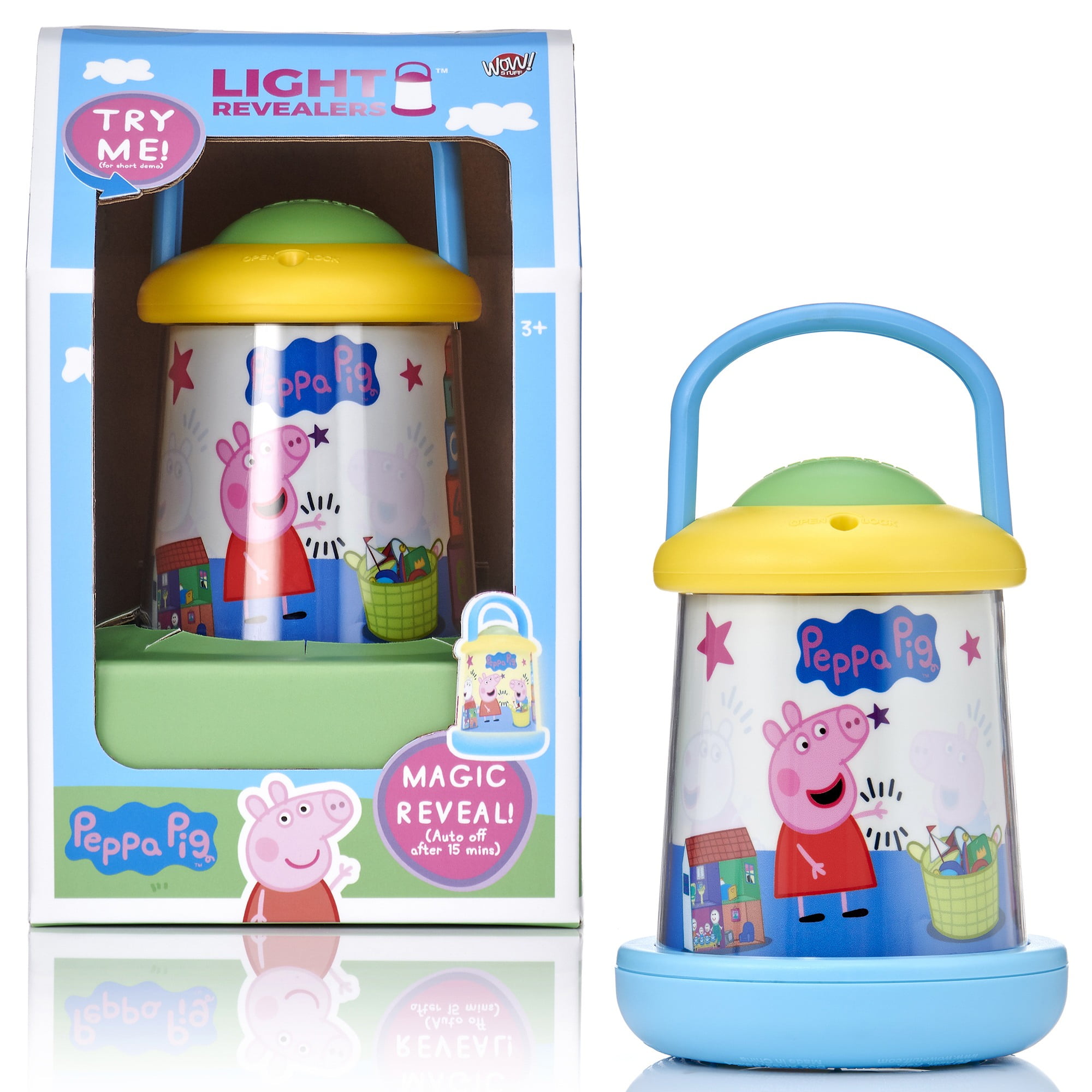 Wow Stuff! Light Revealers Lantern - Peppa Pig - 6.3" Night Light, Magic 360 Image Scene & Character Reveal, Auto-Off, Illuminating Kids Room Decor