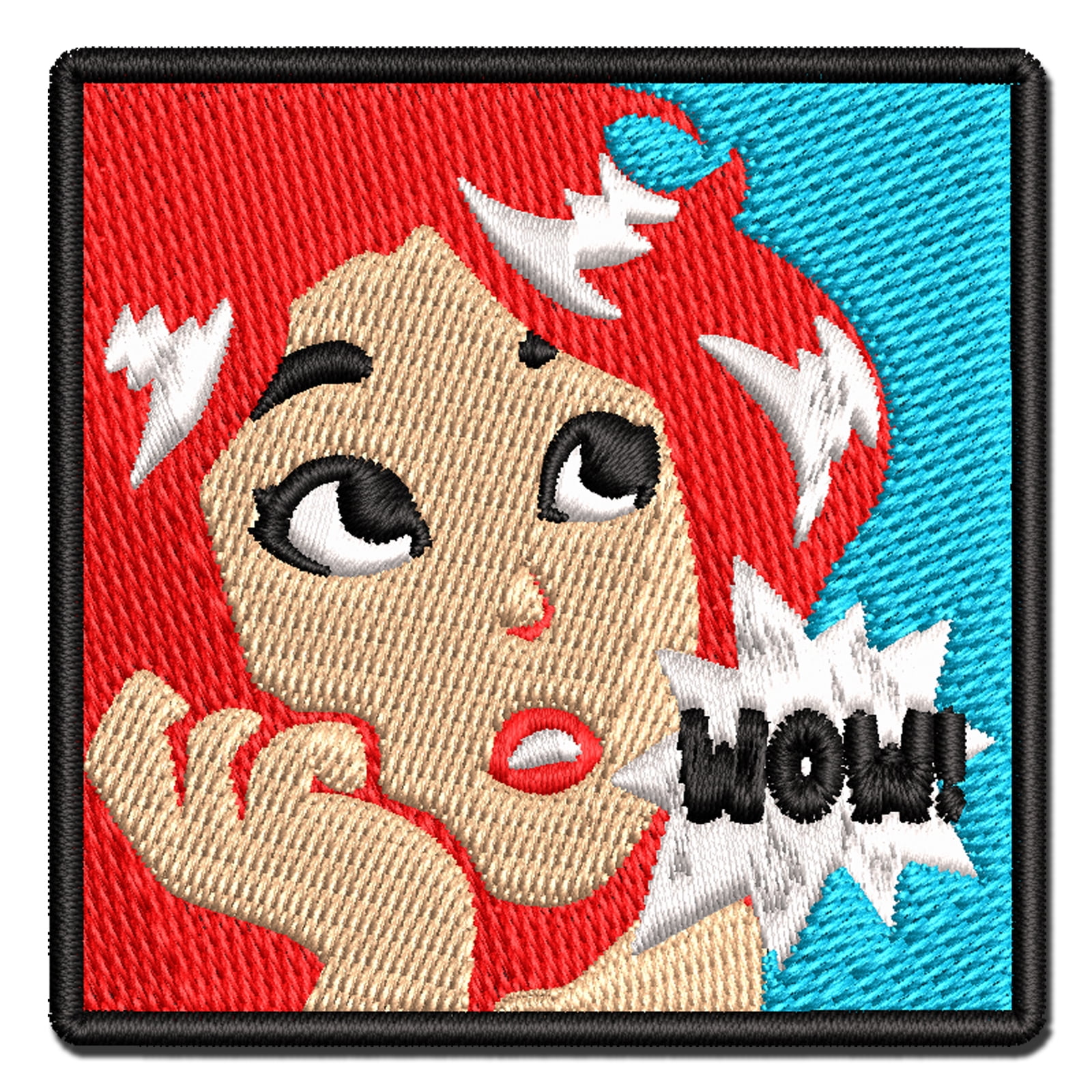Wow Vintage Comic Pop Art Applique Multi-Color Embroidered Iron-On Patch - 3.5 Inch Large
