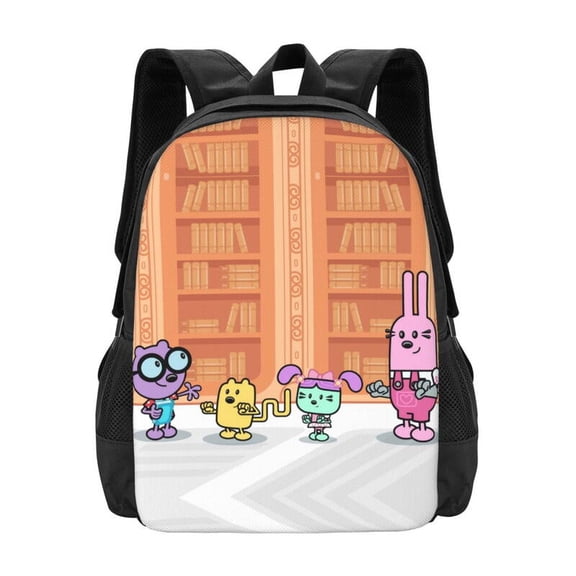 Wow Wow Wubbzy Anime Backpacks Canvas Backpack Cartoon Daypack Unisex Lightweight Bags for Office Travel, Black