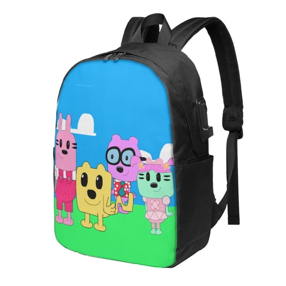 Wow Wow Wubbzy Backpack Large Laptop Bookbag with usb Charging Port College Travel Hiking School Computer Daypack Rucksack