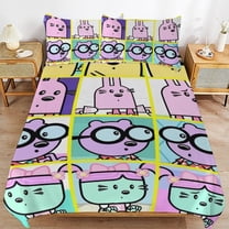 Wow Wow Wubbzy Kids 3 Piece Bedding Set, Super Soft Printed Comforter Cover Sets with 1 Duvet Cover and 2 Pillowcase, Bedroom Decor Gifts for Boys Girls Teens Adult 90"x90"