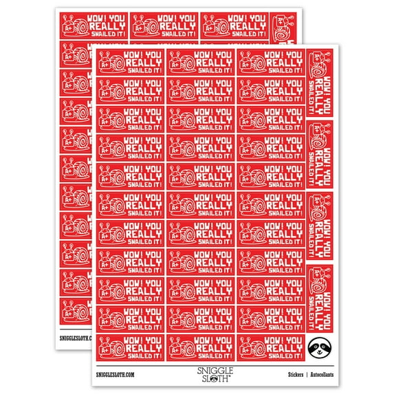 Wow You Really Snailed Nailed It Teacher Student School Sticker Set - Red - Matte Finish - 1.5" Small