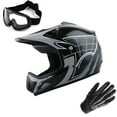 thumbnail image 1 of Wow! Youth Kids Motocross BMX MX ATV Dirt Bike Helmet HJOY Spider Web Black, Goggles, Skeleton Black Glove Bundle, 1 of 8