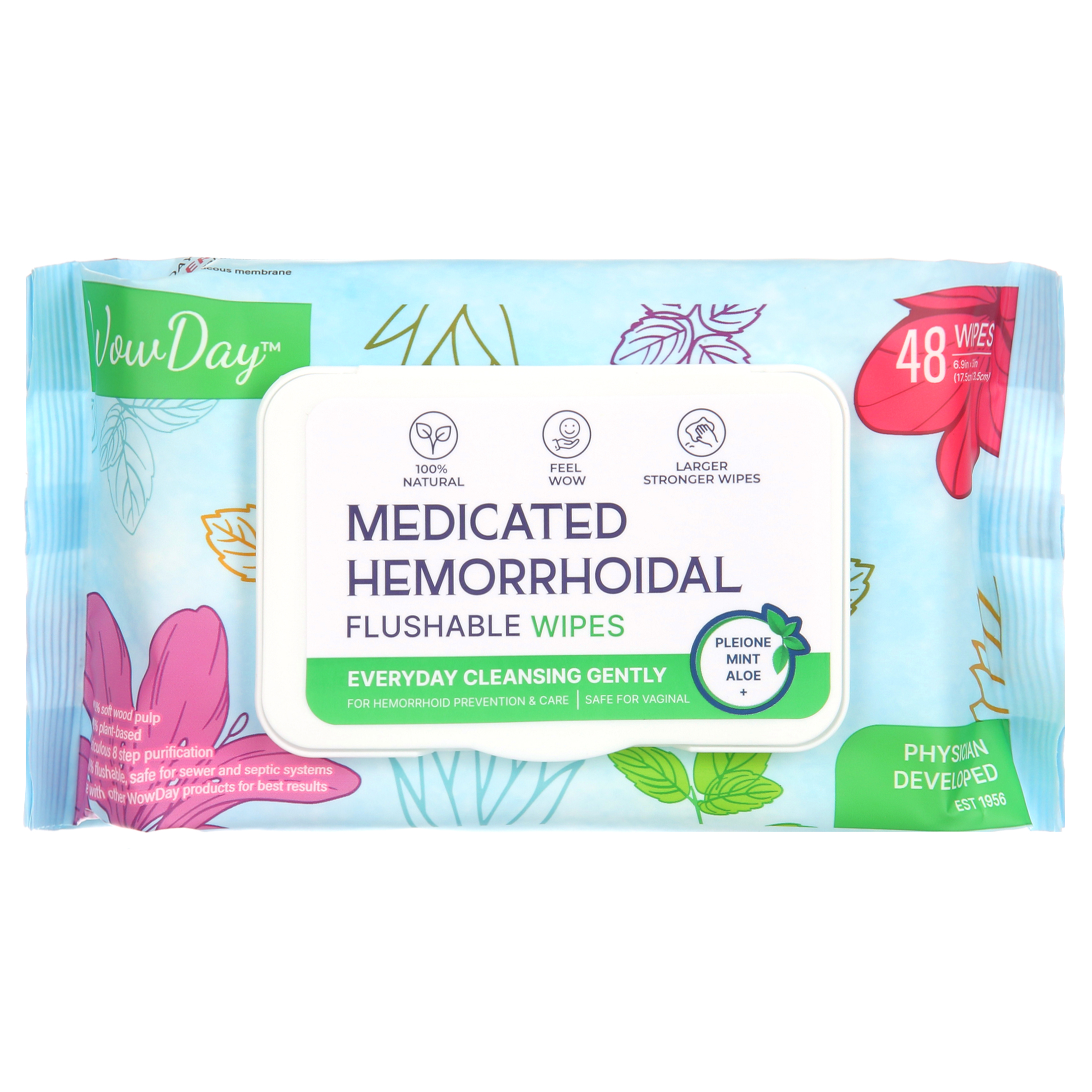 WowDay Daily Care Hemorrhoidal Medicated Wipes for Hemorrhoids