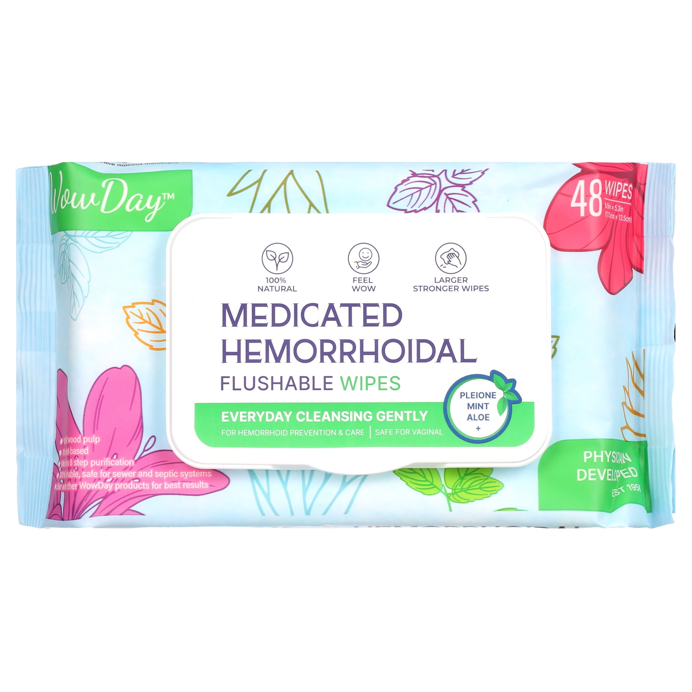 WowDay Daily Care Hemorrhoidal Medicated Wipes for Hemorrhoids