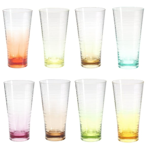 WowProLiv 8 Piece Set of 8 Ombre Plastic Drinking Cups Tumblers MS Glasses 20oz 20 Ounce