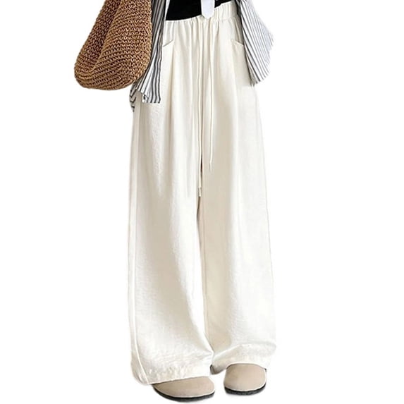 Wowcloth 2025 Women's Yamamoto Style Wide Leg Pants - High Waist Slimming Palazzo Trousers, Loose Fit Casual Lounge Pants with Elastic Waist