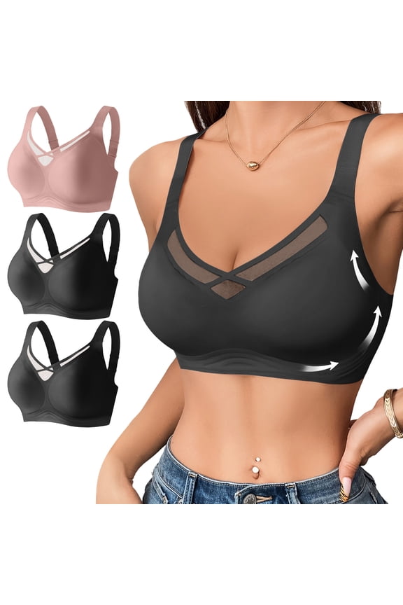 3PCS Minimizer Bra for Women, Seamless Lightweight Wire-Free Design, Sports Support Comfort Fit, For Daily Wear and Active Lifestyle
