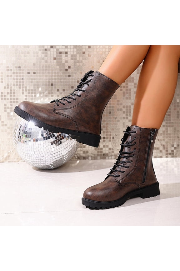 Ankle Boots for Women – Casual Retro Winter Lace-Up with Chunky Heel for Fashionable Outfits