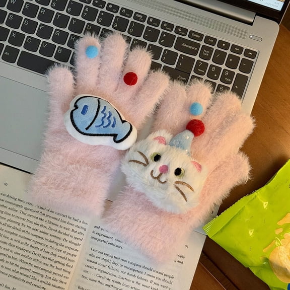 Wowcloth Cartoon Adult Gloves for Winter, Thermal Insulated Windproof Cozy, Cold Weather Warm Outdoor Gloves for Men and Women