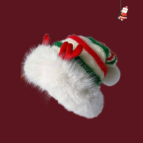 Wowcloth Christmas Plush Hat for Women, Festive Red Cozy Winter Earflap Hat, Warm Soft Fleece Beanie for Cold Weather Holiday Accessories