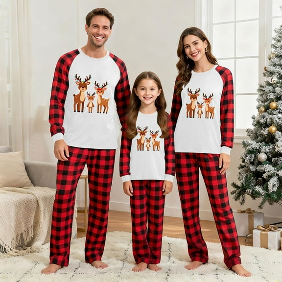 Wowcloth Christmas Print Long Sleeve Pajama Set, Pullover Top and Pants for Family Matching, Cozy Holiday Sleepwear for Festive Nights and Home Comfort