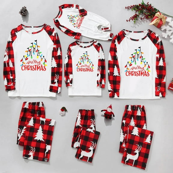 Wowcloth Christmas Print Pajama Set, Long Sleeve Pullover Top and Pants, Family Matching Sleepwear for Holiday and Home Comfort