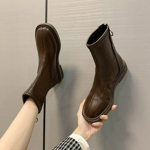 Wowcloth Chunky Heel Ankle Boots for Women – Secure Zipper Closure with Trendy Design for Casual Everyday Outfits