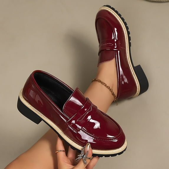 Wowcloth Chunky Heel Loafers for Women – Solid Color Retro British Style with Versatile Fashion Casual Footwear for Daily Outfits