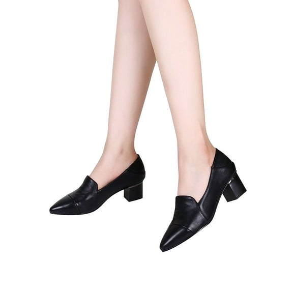 Wowcloth Chunky Heel Pointed Toe Pumps for Women – Retro Slip-On with Comfortable Design & Fashionable Casual Shoes for Everyday Wear
