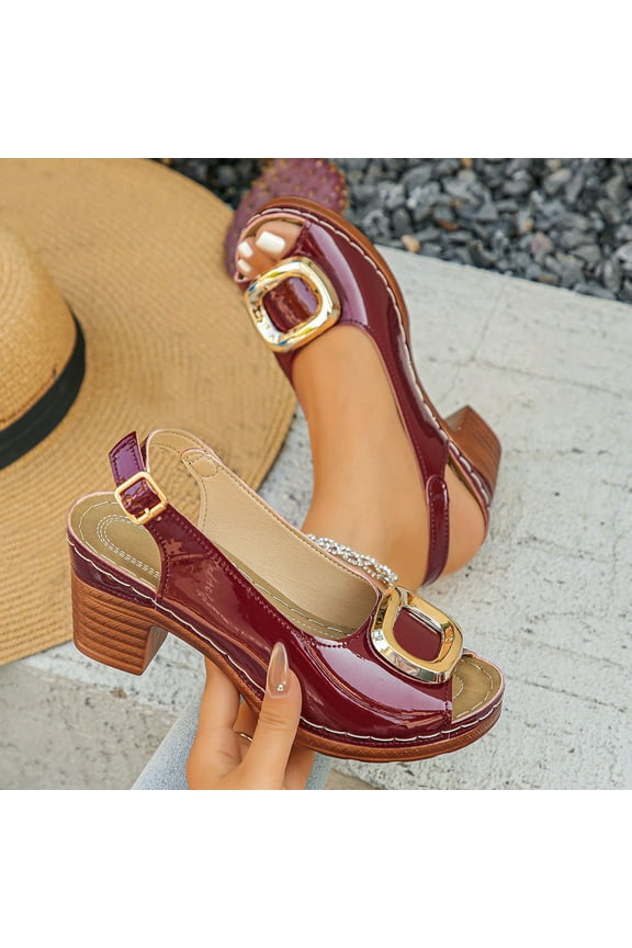 Chunky Heel Sandals for Women – Comfortable Breathable Open-Toe Shape with Fashionable Casual Summer Style Footwear,Plus Size