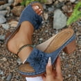 thumbnail image 1 of Wowcloth Chunky Heel Sandals for Women - Comfortable Hollow-Out Open-Toe Design with Floral Decors for Summer Casual Fashion Footwear, 1 of 9