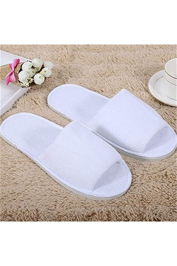 Clearance 10 Pairs House Slippers for Guests Disposable Open Toe Spa Slippers Bulk for Wedding Party and Hotel,Unisex