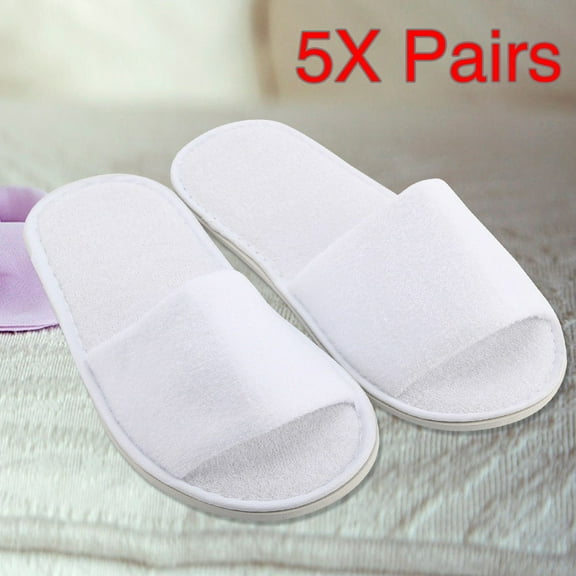 Wowcloth Clearance 5 Pairs House Slippers for Guests Disposable Open Toe Spa Slippers Bulk for Wedding Party and Hotel,Unisex