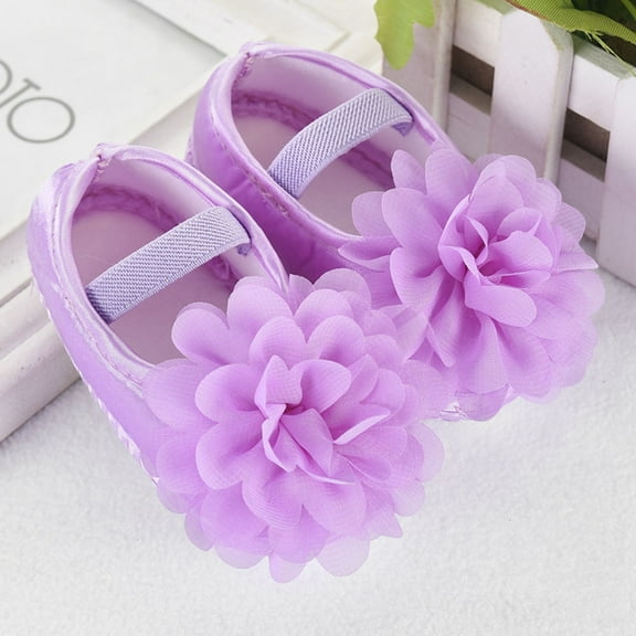 Wowcloth Clearance Newborn Infant Soft Walking Shoes for Toddler Baby Girls Chiffon Flower Butterfly Bow Elastic Band Non-slip Dress Shoes