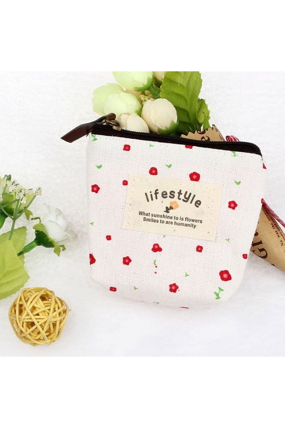Clearance Women Small Canvas Coin Pouch with Zip,Mini Purse Wallet Key Chain