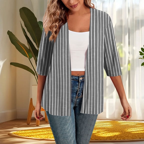 Wowcloth Cover Ups for Women 3/4 Length Sleeve Womens Tops Summer Cardigan Casual Blouses Loose Fit