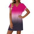 thumbnail image 1 of Wowcloth Dress for Woman, Solid Color Short Sleeve V-Neck Loose for Daily Wear and Casual Wears, 1 of 6