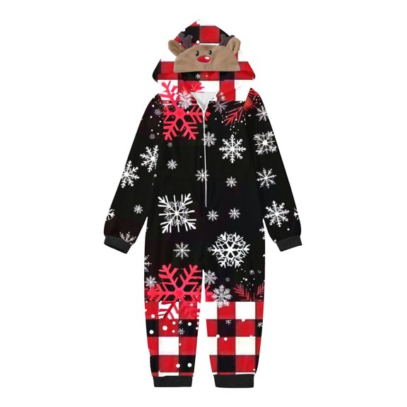 Wowcloth Family Matching Christmas Print Pajamas Jumpsuit, Soft Homewear with Festive Design, Cozy Fleece-Lined Sleepwear for Holiday Family Moments, Boy's Style