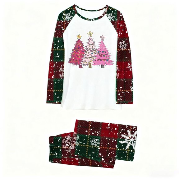 Wowcloth Family Matching Pajamas Set, Print Long Sleeve & Pants Home Wear Sleepwear for Christmas Family Gatherings