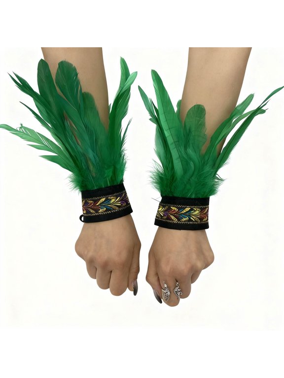 Feather Wristband for Women, Adjustable Arm Cuff Accessory, Bohemian Festival Arm Jewelry for Parties and Daily Wear