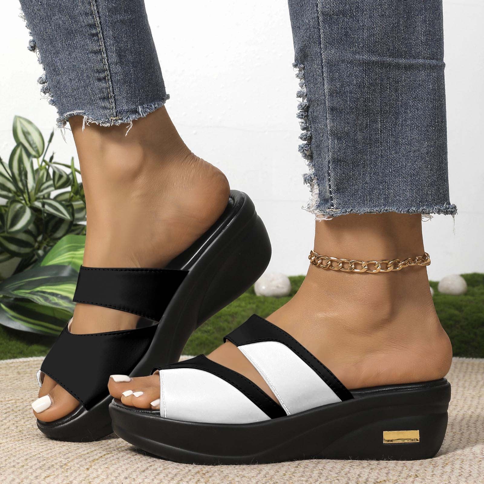Wowcloth Fishmouth Sandals for Women – Chunky Flatform Wedge Heel with ...