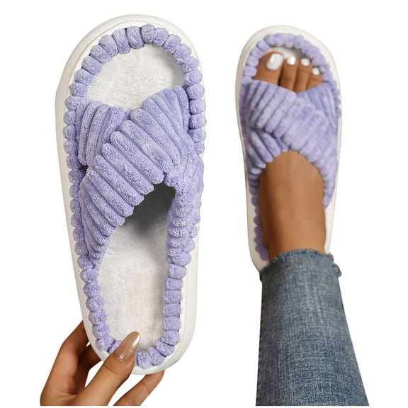 Wowcloth Flat Slippers for Women – Cozy Cross-Band Slip-On with Soft Indoor Winter Comfort for Home Footwear