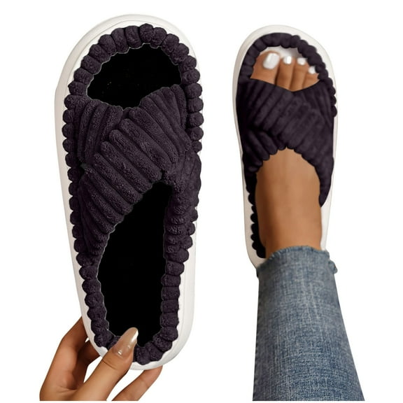 Wowcloth Flat Slippers for Women – Cozy Cross-Band Slip-On with Soft Indoor Winter Comfort for Home Footwear